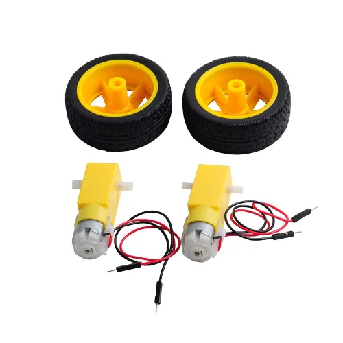 Miniatura 5 de Motor TT con conductores DC 3-6V Motor caja de cambios 1:48 200RPM rueda de neumático para Arduino Smart Car 2Pin Cable conector macho