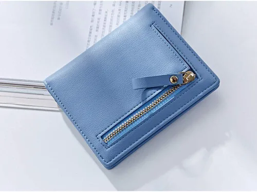 Miniatura 2 de AnnabelZ Cartera pequeña de cuero plegable para mujer, mini monedero corto para mujer