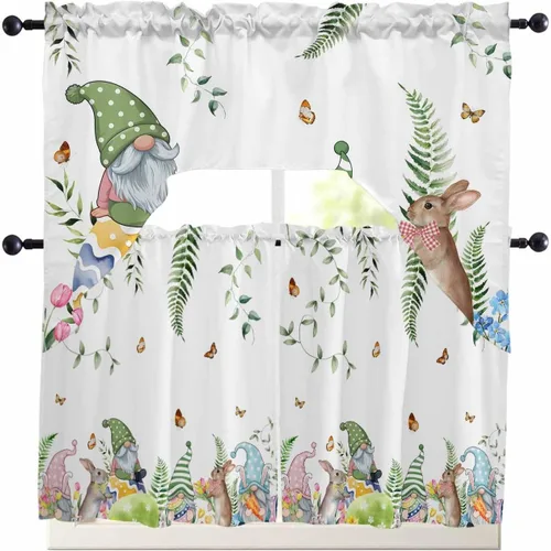 Miniatura 10 de Cortinas de cocina con cenefa de Pascua, cenefa con bolsillo para barra, paneles de cortina para dormitorio, sala de estar, baño, cafetería