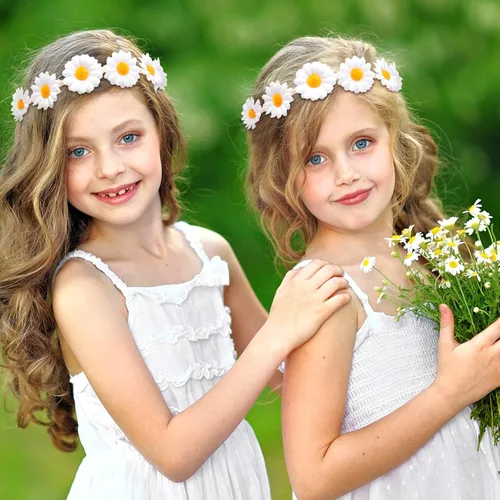 Miniatura 4 de WILLBOND 8 diademas de girasol para mujer, corona, margarita, flores, corona, ajustable, floral, para novia, para fiestas hippie, bodas, festivales