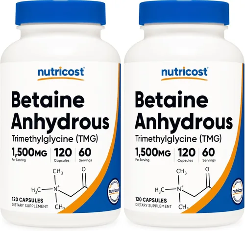 Miniatura 9 de Nutricost Betaína anhidra Caps 1500mg, 60 porciones por botella (2 botellas)