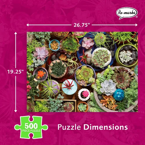 Miniatura 3 de Re-marks Succulents - Rompecabezas de 500 piezas con piezas grandes para todas las edades
