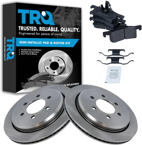 Miniatura 65 de TRQ Juego de pastillas de freno semimetálicas traseras y rotores compatibles con Chevrolet Trailblazer 02-06 Trailblazer EXT 04-06 SSR 02-07 GMC