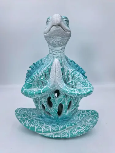 VVGIFTS Decoración de yoga de meditación de tortuga marina, figura de jardín de tortuga marina meditando decoraciones de playa costera, estatua de