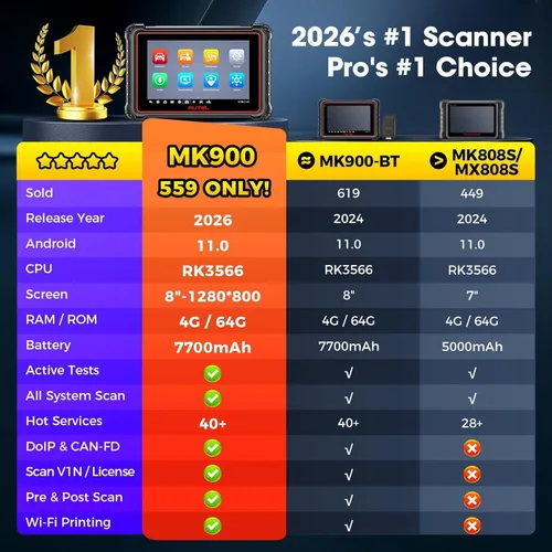 Miniatura 3 de Autel Escáner bidireccional MaxiCOM MK900: herramienta de diagnóstico 2026 hasta de MaxiCheck MX808S MK808S, funciona como MK900-BT MK900BT MX900