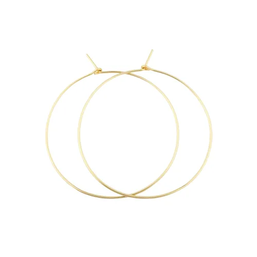 Aretes de aro finos medianos de oro de 14 quilates para mujer, ligeros, minimalistas, para uso diario, de 1.5 pulgadas