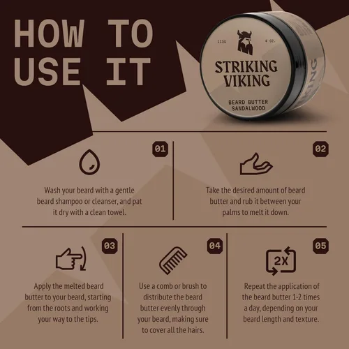 Miniatura 5 de Striking Viking Suavizante de barba de sándalo para hombres, fórmula de crema no grasa con ingredientes naturales para barbas hidratadas