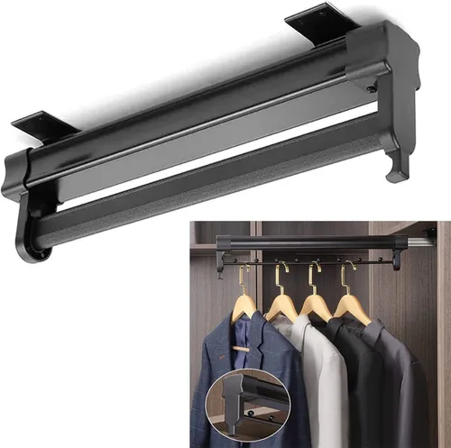 Barra extensible para ropa con pista deslizante, barra de valet extraíble ajustable de 10.2-2.4 in, barra de perchero para ropa, soporte de carga de