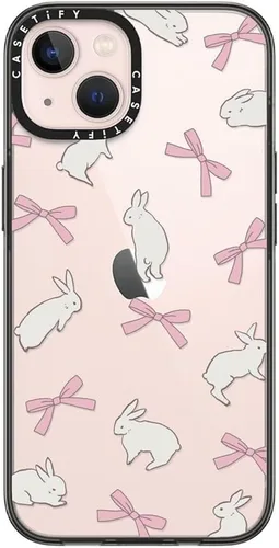 CASETIFY Funda compacta para iPhone 13 [protección contra caídas de grado militar 2X de 4 pies/delgada/ligera] - Cinta de conejo - Negro transparente