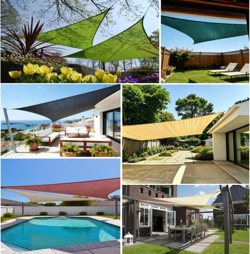 Miniatura 5 de Parasol triangular 12 x 12 x 12 pies, toldo estilo vela, bloqueador de UV para patio y exterior, de la marca LyShade, Azul cadete