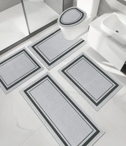 Miniatura 28 de chakme Juego de 2 alfombras de baño ultrafinas, absorbentes, antideslizantes, lavables a máquina, color beige oscuro, 17 x 24 pulgadas + tapete