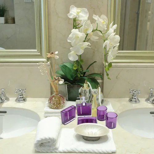 Miniatura 2 de Juego de accesorios de baño de lujo de 5 piezas con soporte para cepillos de dientes, plato, dispensador de bomba de loción líquida y taza, juego