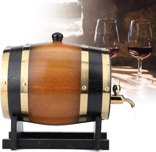 Miniatura 3 de Dispensador de barril de whisky de 3 L de gran capacidad, barril de madera de roble envejecido, contenedor de almacenamiento de barril de vino tinto