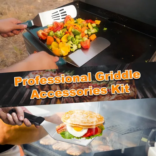 Miniatura 3 de Accesorios de plancha para Blackstone con prensa para hamburguesas aplastadas, kit de accesorios de plancha de 19 piezas para Hibachi, espátula
