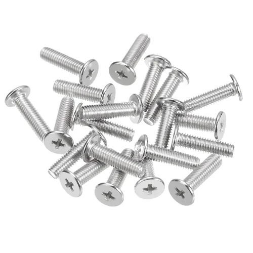 Miniatura 47 de Uxcell M1-0.25 x 2 mm 50 piezas Tornillos de cabeza plana redonda 304 de acero inoxidable Phillips Drive tornillos de máquina para fijación