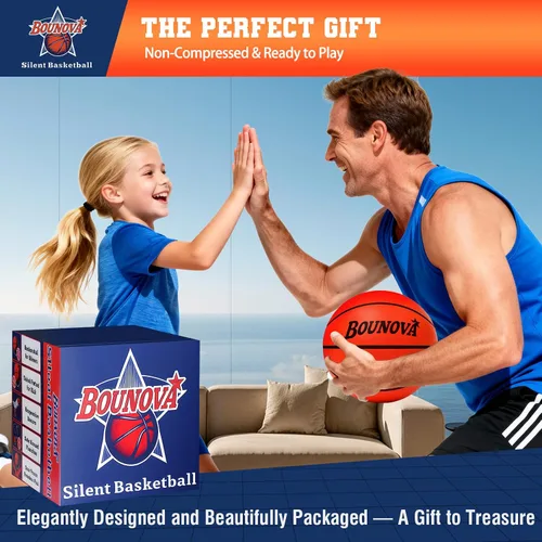 Miniatura 5 de BOUNOVA Silent Basketball Real Feel Powerful Bounce Elegant Gift Box Packaging Pro-Grade PU Foam Indoor Basketballs for Quiet Dribbling &