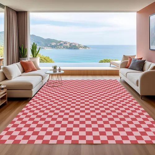 Miniatura 8 de Alfombra ondulada azul única con diseño de cuadros para sala de estar, extra grande, lavable a máquina, alfombra de pasillo de cocina, alfombra