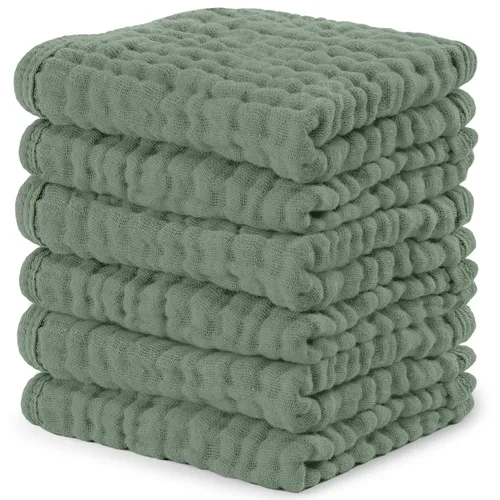 Miniatura 21 de Comfy Cubs - Juego de paños de muselina para eructos de 20 x 10 pulgadas, paquete de 10, tamaño grande, 6 capas, 100% algodón, absorbentes, seguros