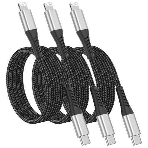 Miniatura 2 de Cable corto USB C a Lightning de 6 pulgadas, paquete de 3 cables cortos de 0.5 pies para iPhone PD de carga rápida para iPhone 14, 13, 12, 11 Pro