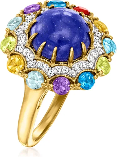 Miniatura 3 de Ross-Simons Anillo de lapislázuli y piedra preciosa de 1,70 quilates en oro de 18 quilates sobre plata esterlina