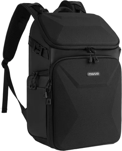 MOSISO Mochila para cámara, bolsa para cámara DSLR con cubierta impermeable para lluvia, funda rígida de panal de abeja, mochila de viaje para
