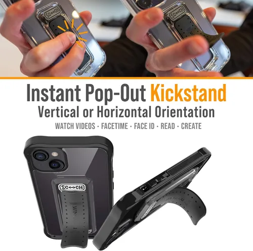 Miniatura 3 de Scooch® Wingman - Funda para iPhone 13 Mini con soporte, funda con función atril 5 en 1, protección contra caídas de grado militar, soporte