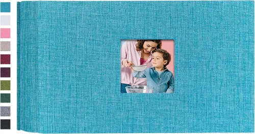 Miniatura 27 de Mublalbum Álbum de Fotos Pequeño 4x6 200 Fotos Cubierta de Lino Libro de Imágenes con Bolsillos Horizontales para Boda Familia Aniversario y Bebé