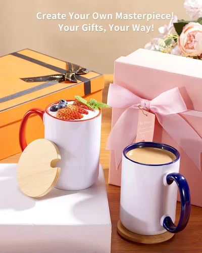 Miniatura 5 de RAINBOWTIE Tazas de sublimación en blanco, tazas de café de sublimación de 11 onzas, taza de cerámica con revestimiento blanco, juegos de tazas