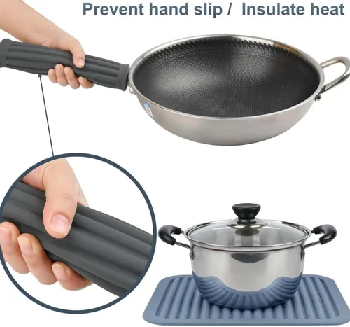 Miniatura 3 de Salvamanteles de silicona para ollas y sartenes calientes, almohadillas calientes para encimera de cocina, tapete de salvamanteles multiusos