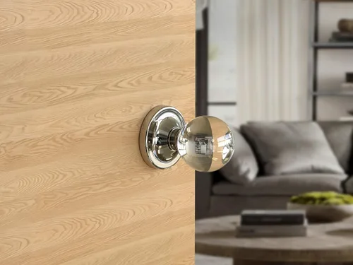 Miniatura 5 de Paquete de 7 pomos redondos de privacidad para puerta de cristal, roseta redonda cromada