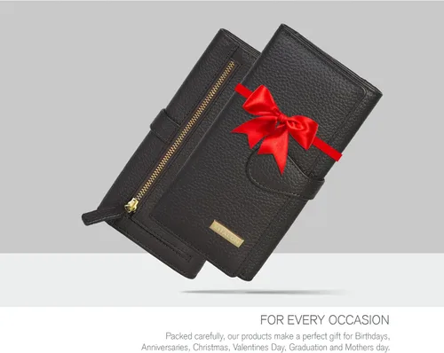 Miniatura 6 de Carteras de piel con bloqueo RFID, para cheques, con 11 ranuras para tarjetas, para mujer, cartera Rfid