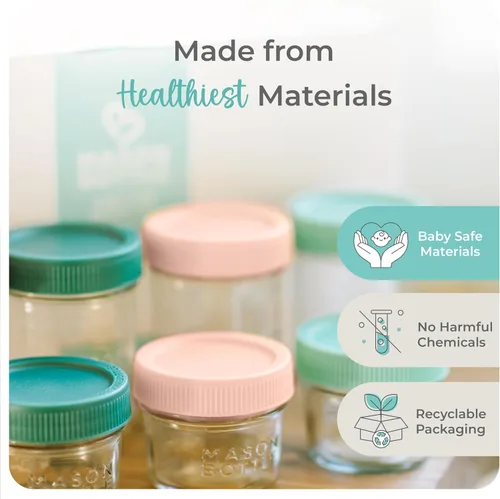 Miniatura 3 de Mason Bottle Tarros de almacenamiento de leche materna de 4 onzas (paquete de 12) – Recipientes de vidrio reutilizables para alimentos para bebés