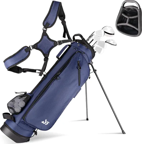 Miniatura 9 de Bolsa de golf con soporte – Versión mejorada 2025 con bolsillo enfriador, parche para guantes y porta tee, bolsa de golf ligera para domingo