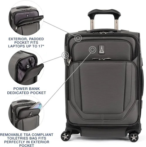Miniatura 3 de Travelpro Crew Versapack - Maleta giratoria extensible Softside, Gris (Titanium Grey)), 407186305