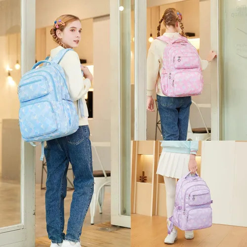Miniatura 6 de Juego de 3 mochilas para niñas con bolsa de almuerzo a juego, mochila escolar para niñas