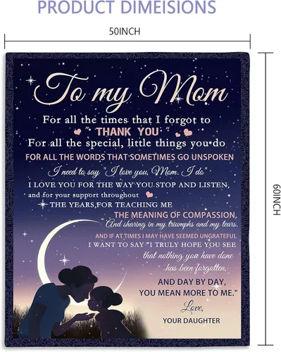 Miniatura 8 de Manta de hija con texto en inglés «To My Mom», regalos significativos para mamá de 60 x 50 pulgadas, mantas de forro polar, regalos de cumpleaños