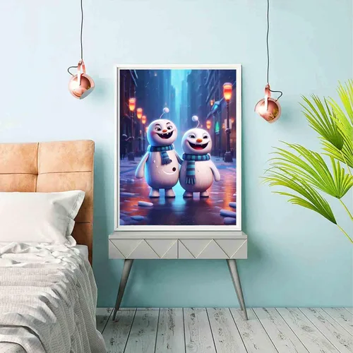 Miniatura 3 de Reofrey Kits de pintura de diamantes para adultos, muñeco de nieve de Navidad, arte de diamantes de Navidad, taladro completo redondo con diamantes