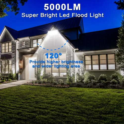 Miniatura 2 de Luz de inundación de 50 W para exteriores, paquete de 4 luces LED de 5000 lúmenes, 6500 K súper brillantes, enchufe para exteriores, luces