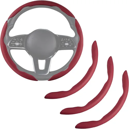 Miniatura 8 de Funda de cuero de napa para volante de automóvil para hombres y mujeres, microfibra ultrafina, antideslizante, transpirable, universal para volante