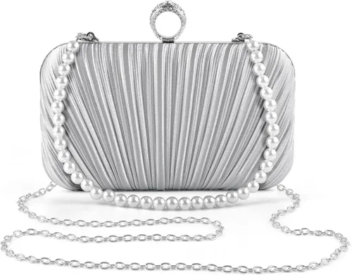 Miniatura 7 de PACETAP Bolso de noche para mujer, bolso de mano, correa de cadena, bolso de hombro para boda, fiesta, cóctel, baile de graduación, cena Chain