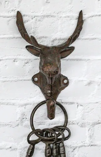 Miniatura 8 de Ebros Gift Paquete de 2 ganchos de pared de hierro fundido, estilo vintage, estilo occidental, rústico, con cabeza de alce, para colgar en la pared