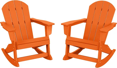 Miniatura 22 de HDPE Laguna Silla mecedora Adirondack de polietileno para exteriores (juego de 2), color negro