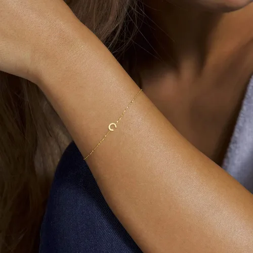 Miniatura 2 de Dainty Gold Initial Pulseras chapadas en oro de 14 quilates, delicadas, personalizables, con iniciales, para mujer, adolescente, niña, joyas