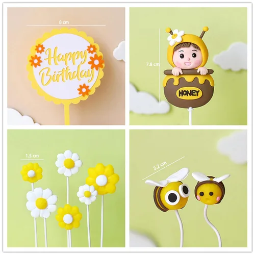 Miniatura 2 de Gyufise 11 Piezas Decoraciones para Pasteles de Abejorros Panal de Miel Flor Oh Babee Palillos para Cupcakes Decoraciones de Pastel de Revelación