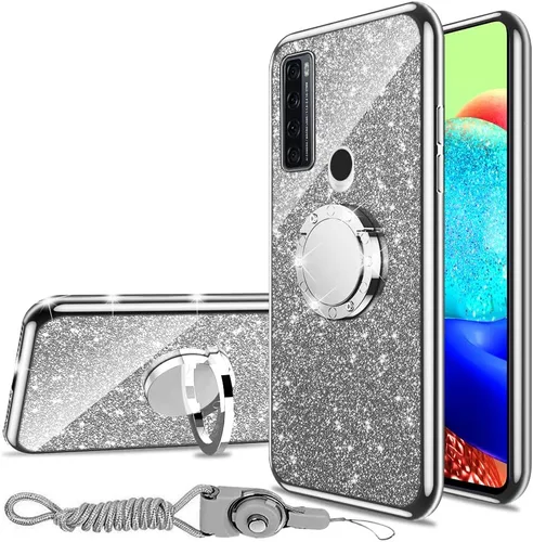 Miniatura 42 de nancheng Funda de teléfono para TCL A3X (A600DL), funda para Alcatel TCL A3X niñas y mujeres, bonita funda de silicona transparente con purpurina