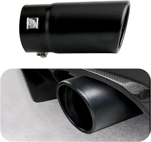 Sakali Silenciador universal de 2.874 in de entrada de acero inoxidable atornillado de 2.8 pulgadas, tubo de punta de escape de coche (negro)