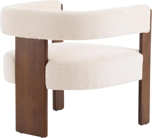 Miniatura 8 de Christopher Knight Home Nettie - Silla decorativa moderna para sala de estar, sofá individual de tela Boucle con marco de madera, cómoda silla