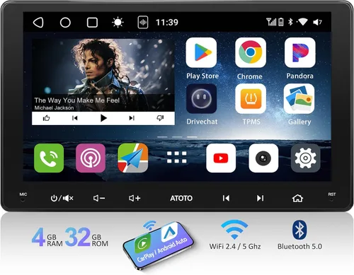 S8 de 8 núcleos de 9 pulgadas 4G+32G Android estéreo de coche doble din, CarPlay inalámbrico y Android Auto, 4G LTE/WiFi y BT y USB Tethering,