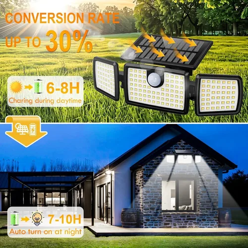 Miniatura 2 de MIHANI Luces Solares para Exteriores, Luces Solares con Sensor de Movimiento para Cubierta al Aire Libre con Alta Brillo, Panel Solar Integrado