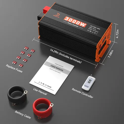Miniatura 9 de Inversor de corriente de 3000 W de 12 V CC a 110 V/120 V CA convertidor para RV/camión/barco/campamento/inversor de energía solar fuera de la red